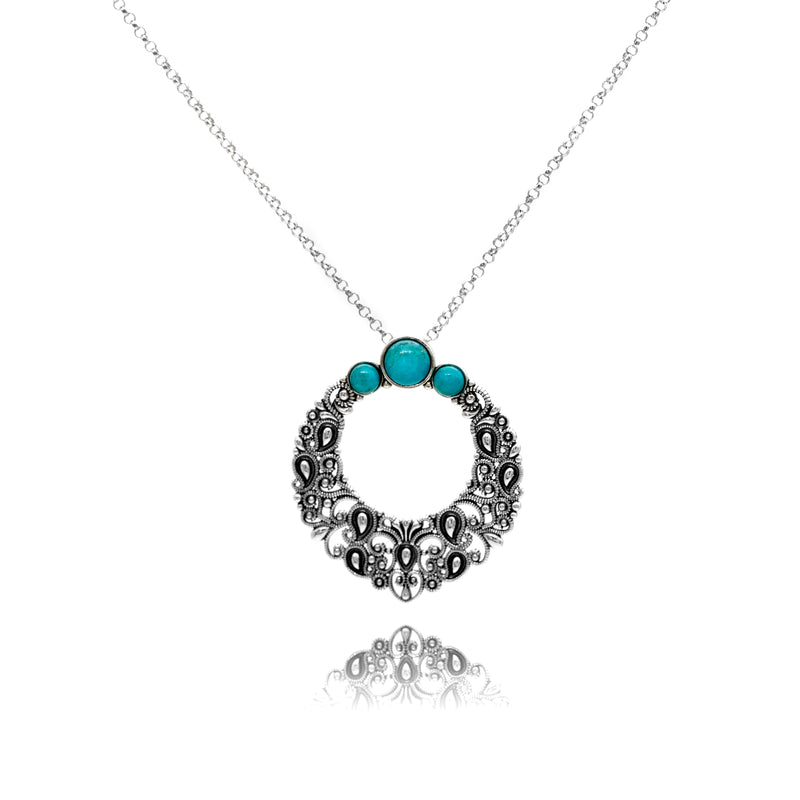 Paisley 3 Gemstone Pendant Necklace