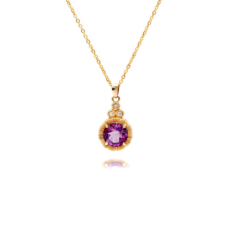 14K Gemstone Pendant Necklace Solid Gold