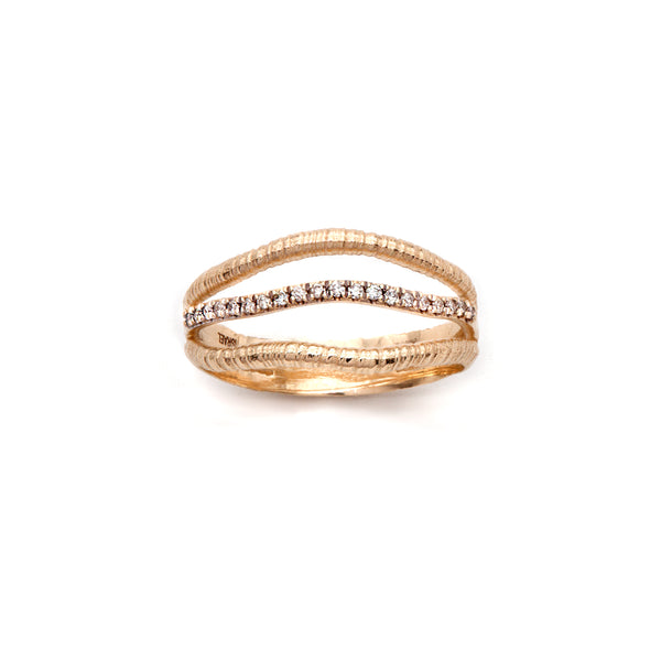 14K Gold Triple Band  Diamond Ring