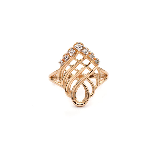 14K Gold Braid Design 0.16 ct Diamond Ring