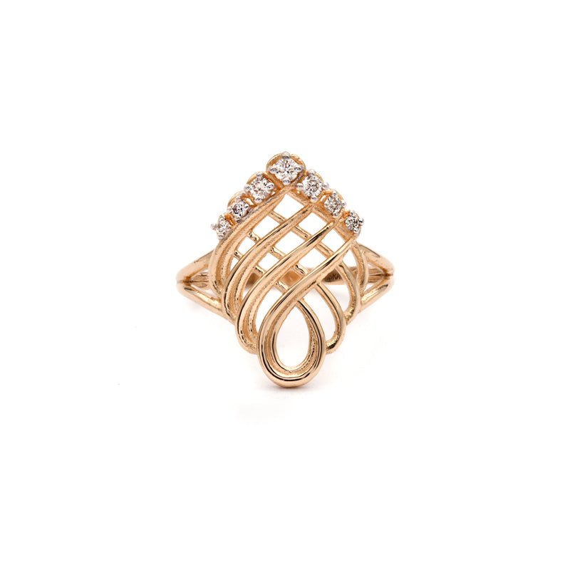 14K Gold Braid Design 0.16 ct Diamond Ring