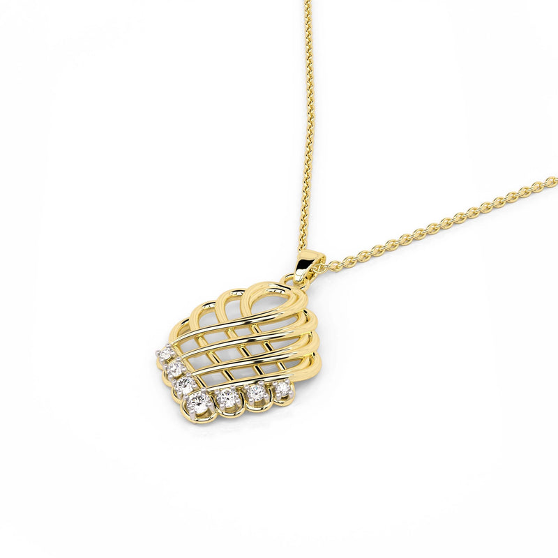 14K Gold Braid Design 0.16 ct Diamond Pendant Necklace