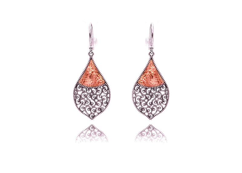 Two-Tone Textured Drop Earrings