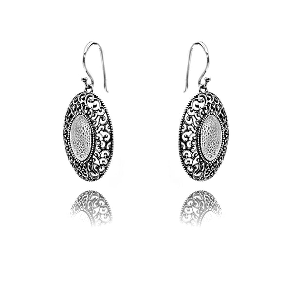 Sterling Silver Lace Design Dangle Earrings