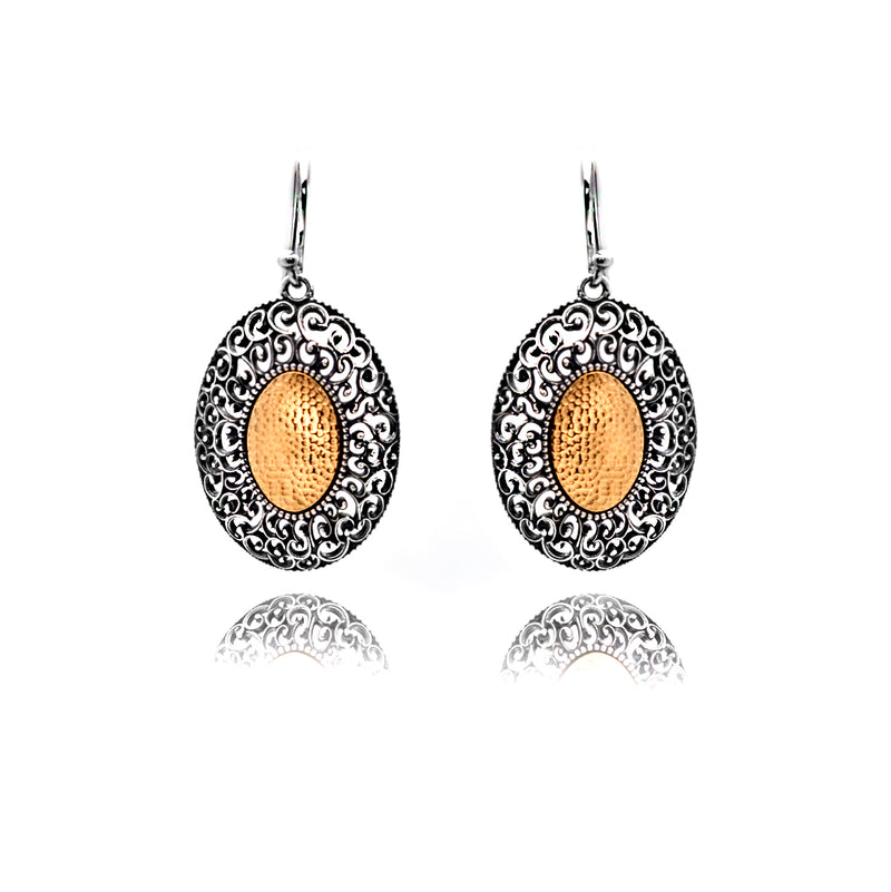 Sterling Silver Lace Design Dangle Earrings