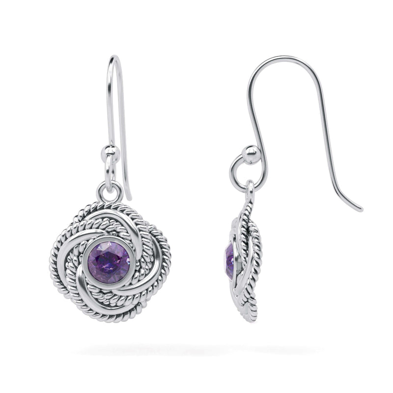 Silver Gemstone Love Knot Earrings