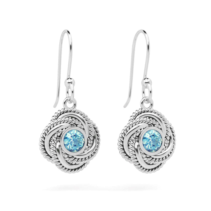 Silver Gemstone Love Knot Earrings