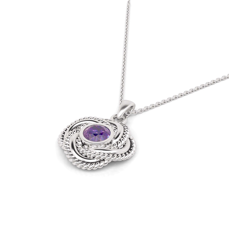 Silver Love Knot Gemstone Pendant with Chain