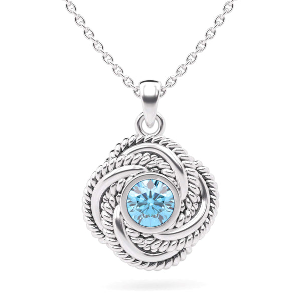 Silver Love Knot Gemstone Pendant with Chain