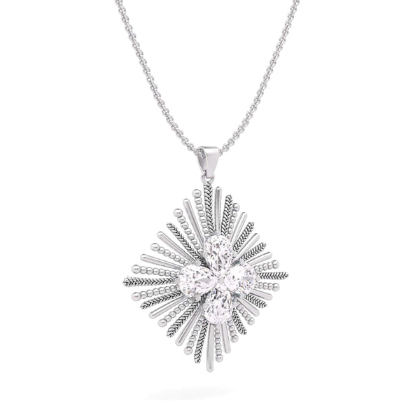 Sunray Textured Gemstone Pendant Necklace