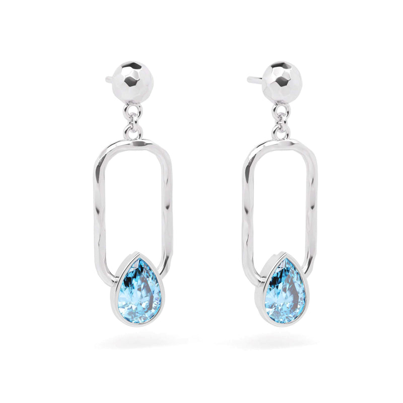 Rectangular Gemstone Earrings Sterling Silver