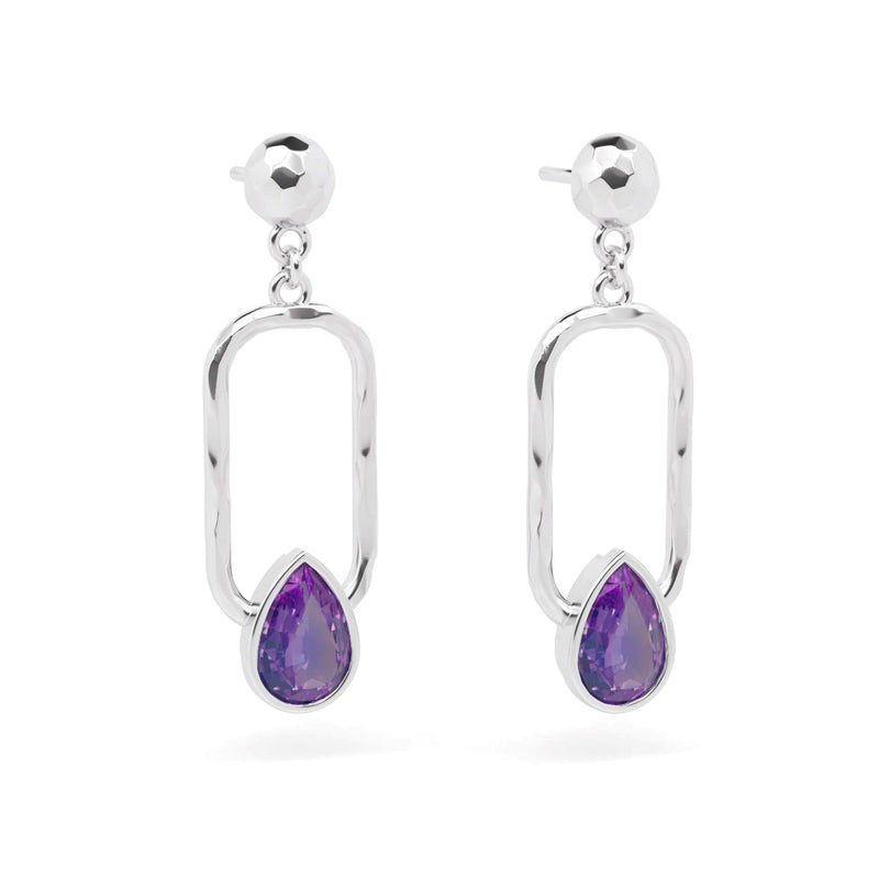 Rectangular Gemstone Earrings Sterling Silver