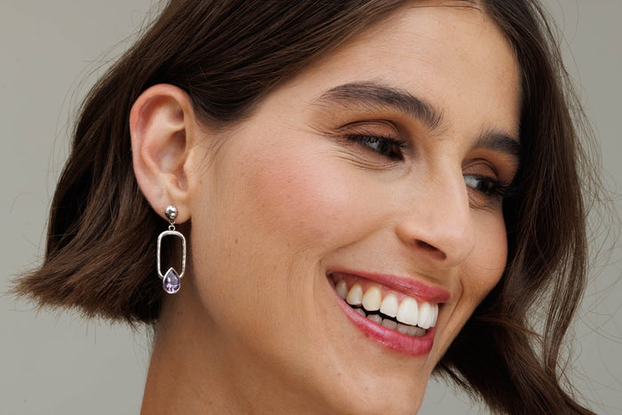 Danny Newfeld Jewelry Rectangular Gemstone Earrings Sterling Silver