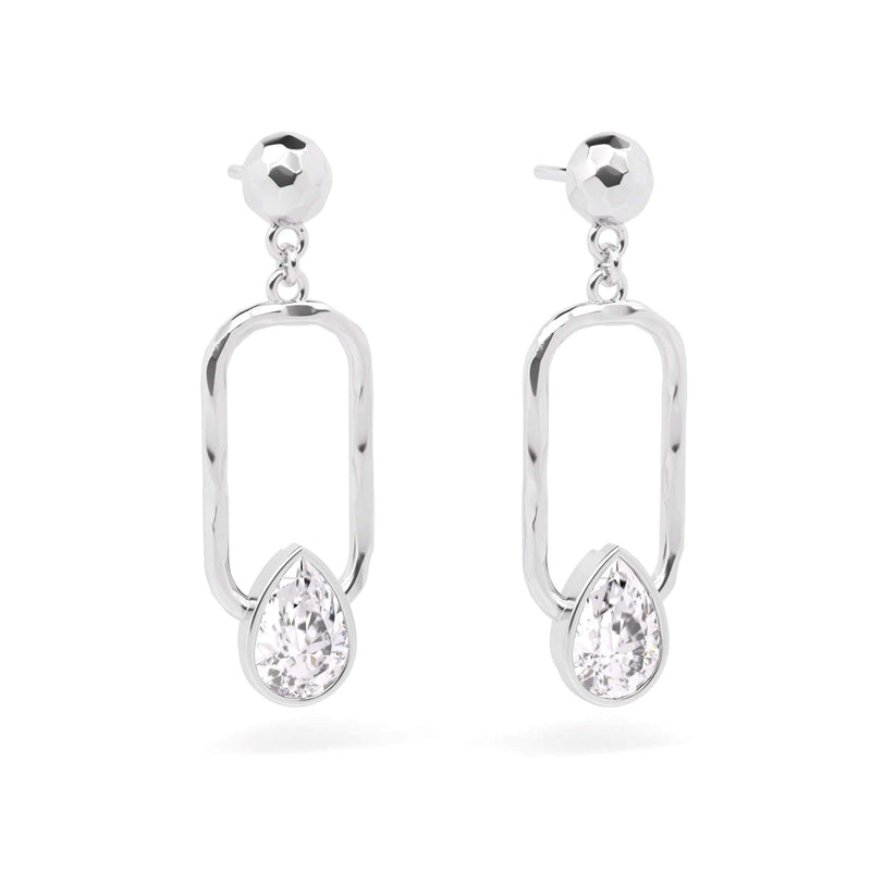 Rectangular Gemstone Earrings Sterling Silver