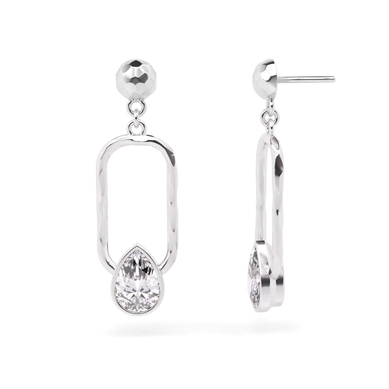 Rectangular Gemstone Earrings Sterling Silver