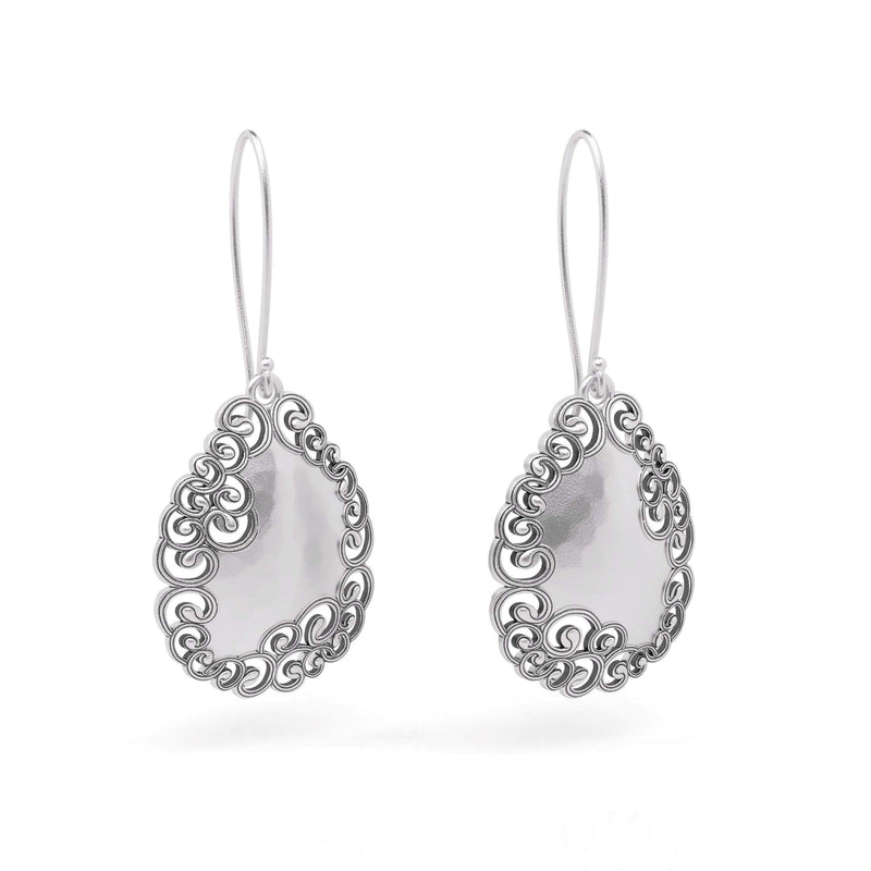 Elegant Silver Lace Dangle Earrings