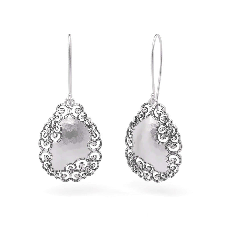 Elegant Silver Lace Dangle Earrings