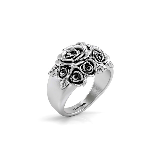Sterling Silver Gathered Rose Ring
