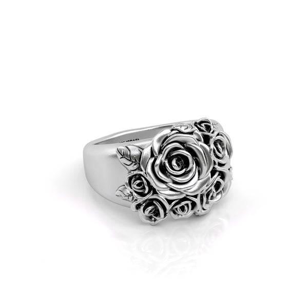 Sterling Silver Gathered Rose Ring