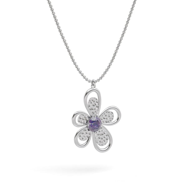 Flower Gemstone Pendant Necklace