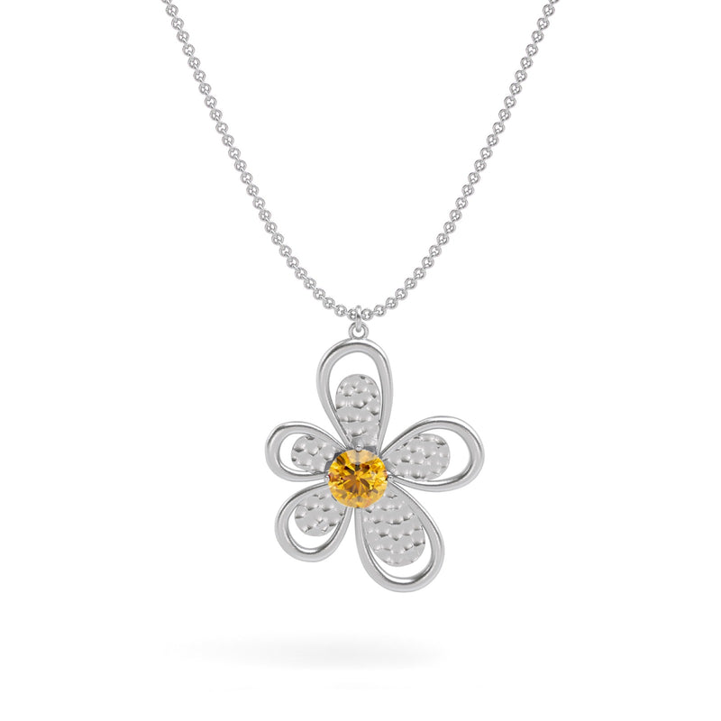Flower Gemstone Pendant Necklace