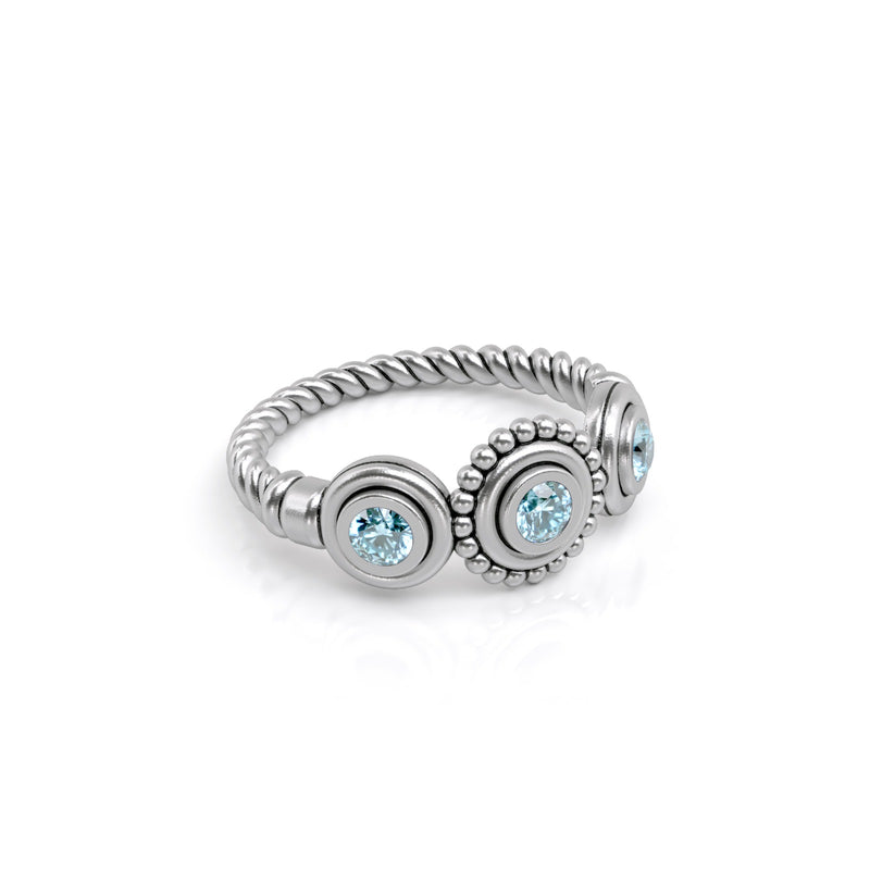 Sterling Silver Gemstone Twist Ring