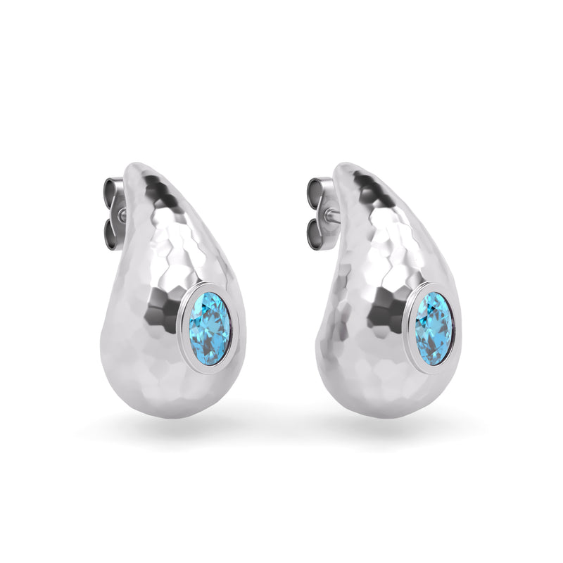 Gemstone Teardrop Stud Earrings