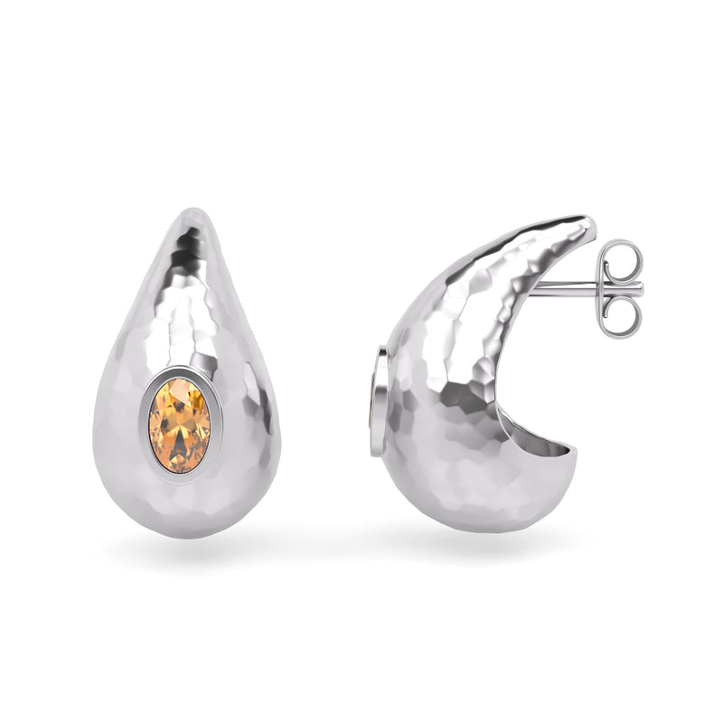 Gemstone Teardrop Stud Earrings