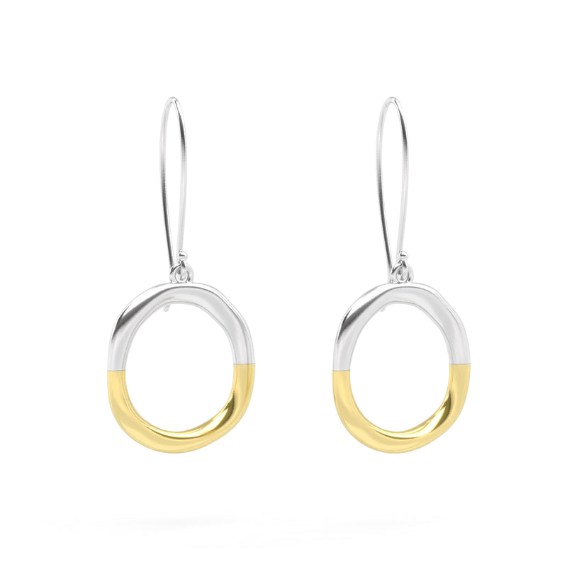 Two-Tone Open Circle Karma Earrings