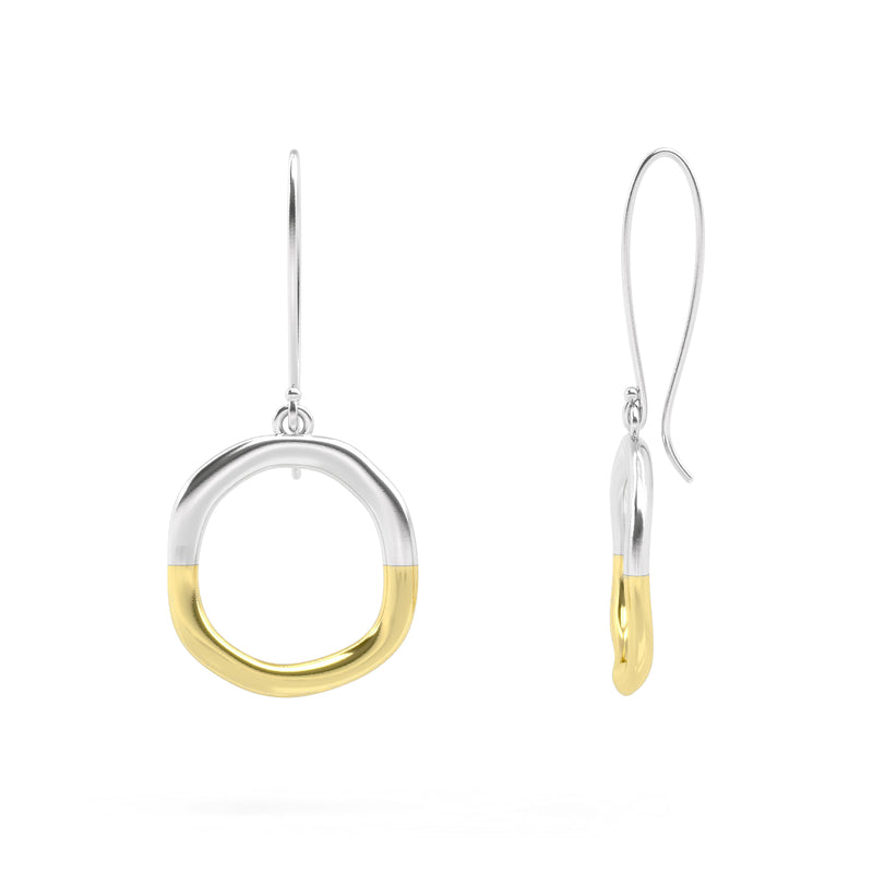 Two-Tone Open Circle Karma Earrings