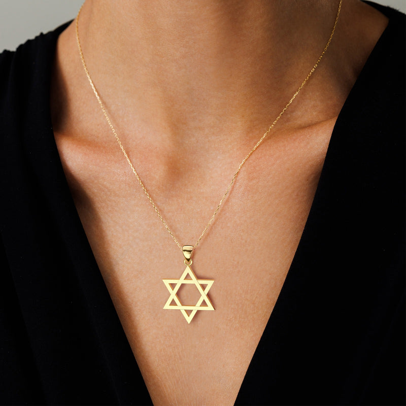 14K Gold Star of David Necklace, Small Star of David Charm, Gold Star –  Shantica Jewelry