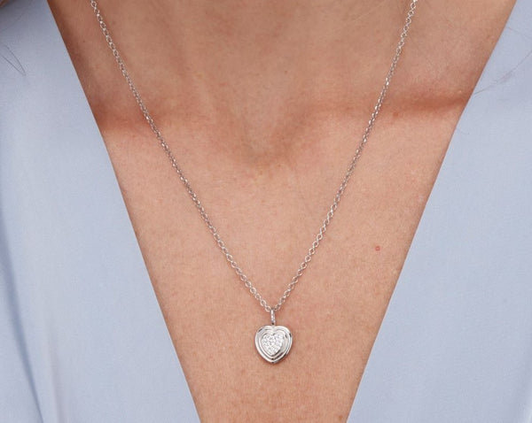 Gemstone Ripple Effect Design Heart Necklace