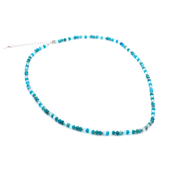 Beads Necklace 17''+2'' Blue Apatite /Lapis