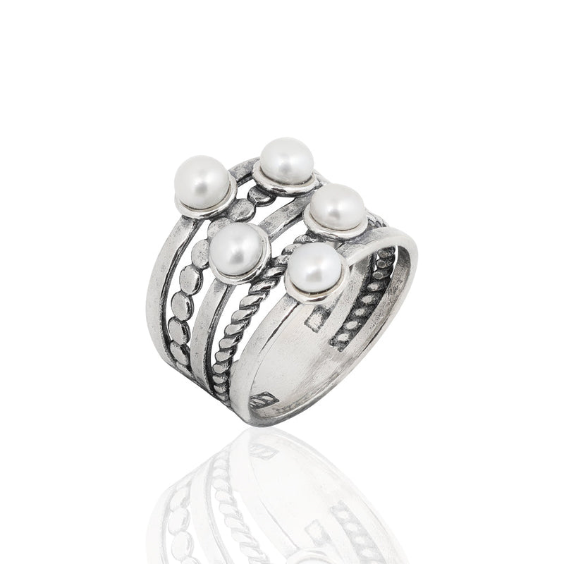 Pearl Layered Ring Sterling Silver - dannynewfeld