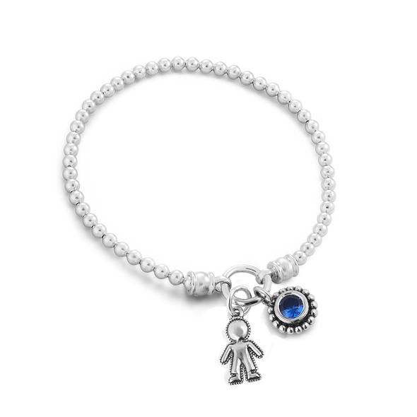 Personalized Stretch Charm Bracelet with Child and Birthstone Charms - Danny Newfeld Collection