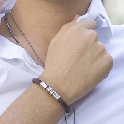 Men's Sterling Silver Braided Leather Bracelet - dannynewfeld