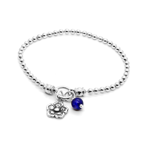 Mallow Floral and Lapis Lazuli stretch bracelet