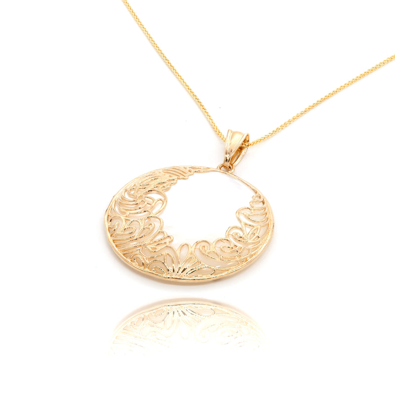 Pearl Pendant Necklace Solid Gold
