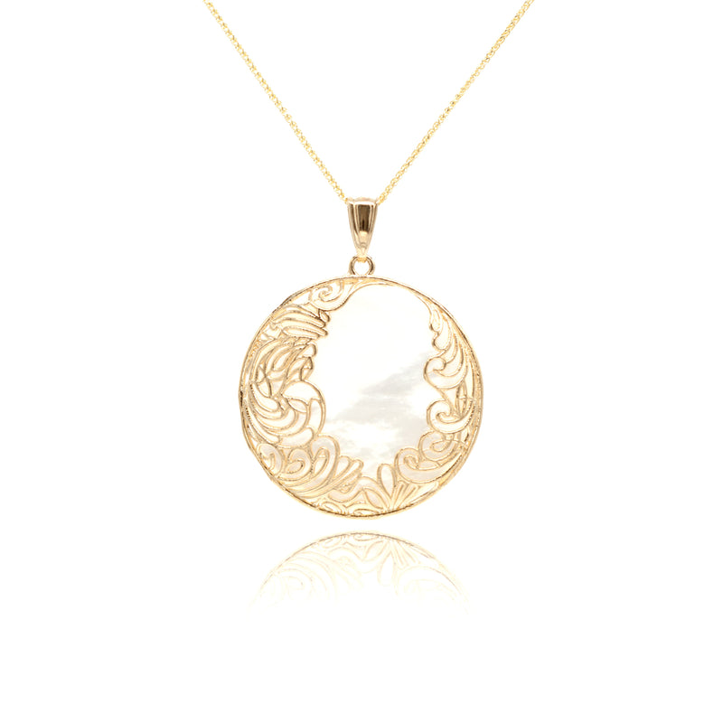 Pearl Pendant Necklace Solid Gold