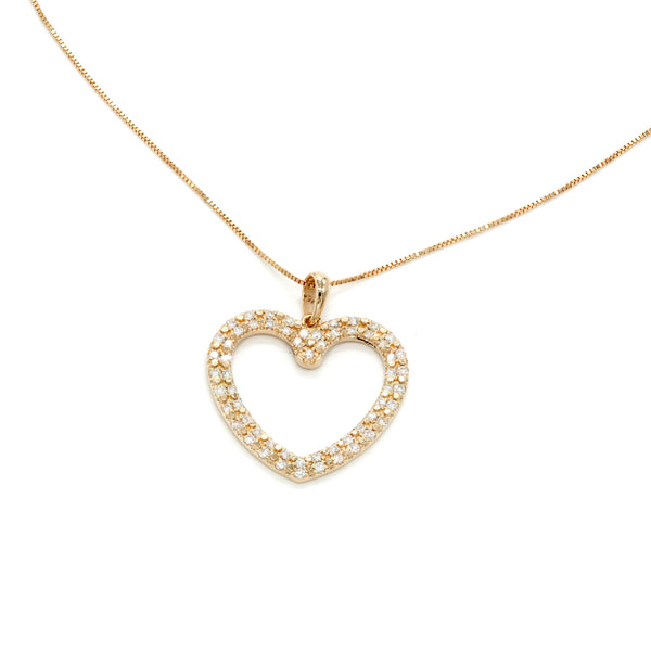14K Gold Heart 0.5 cttw Diamond Pendant Necklace