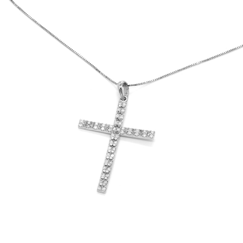 14K Gold Cross 0.5 ct Diamond Pendant Necklace