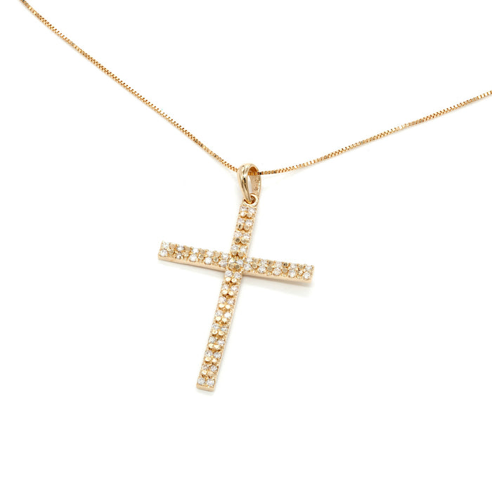 Danny Newfeld Jewelry 14K Gold Cross Diamond Pendant Necklace