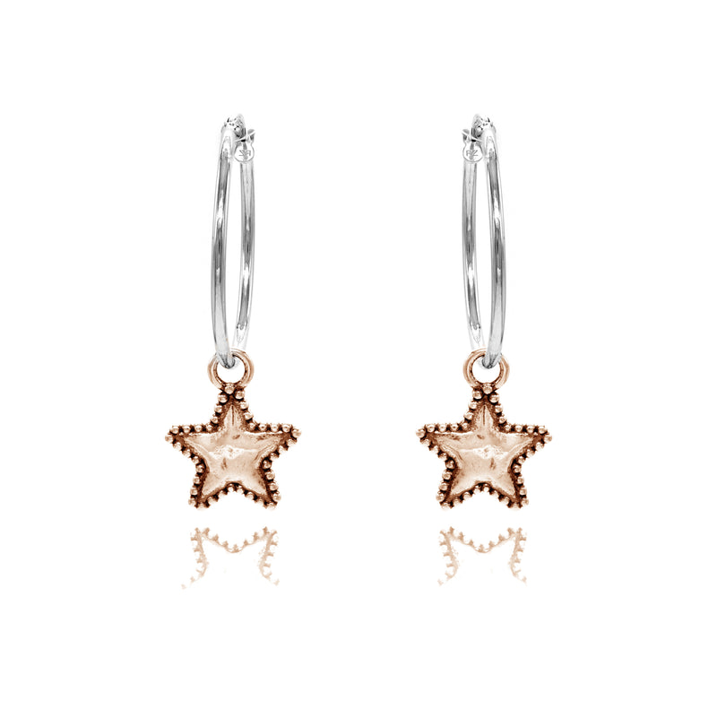 Star Charm Hoop Earrings ONE INCH