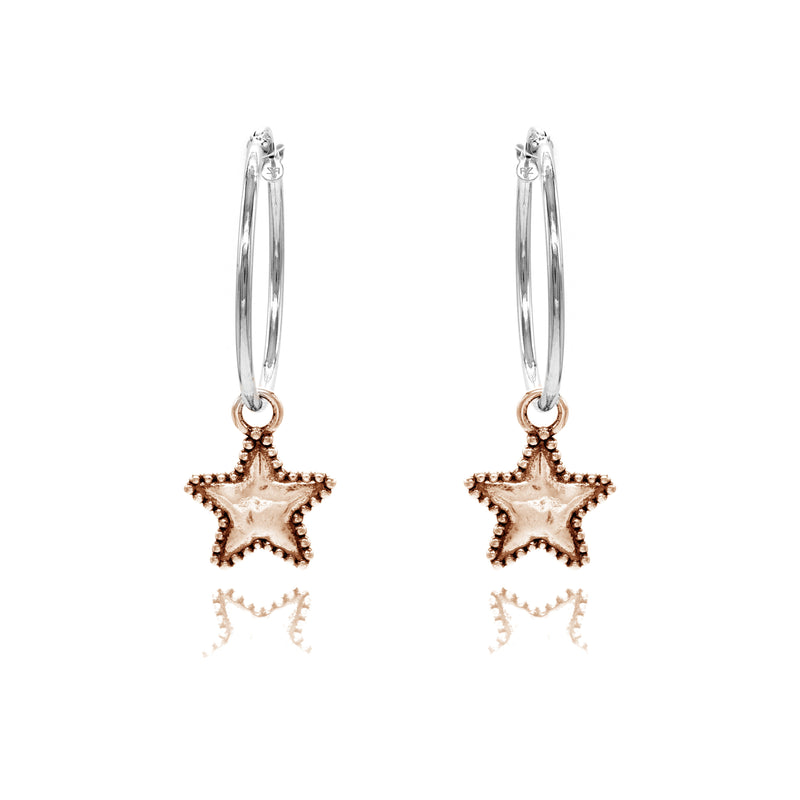 Star Charm Hoop Earrings ONE INCH