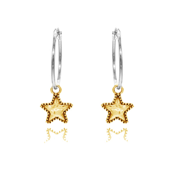 Star Charm Hoop Earrings ONE INCH