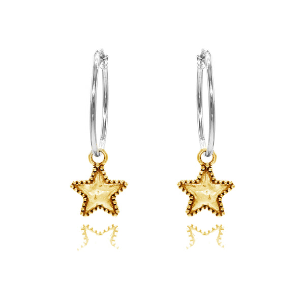 Star Charm Hoop Earrings ONE INCH