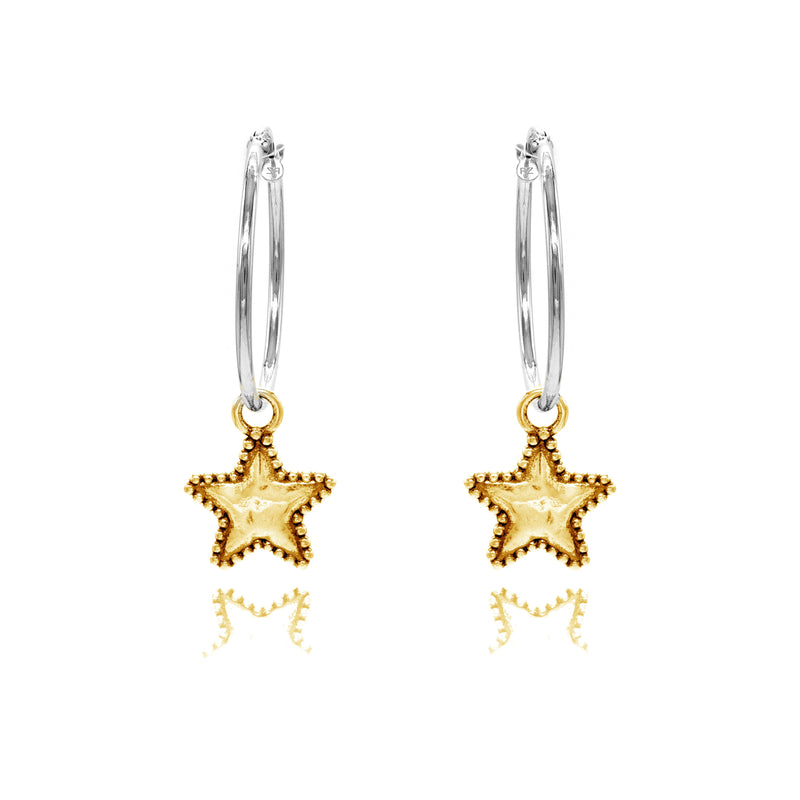 Star Charm Hoop Earrings ONE INCH
