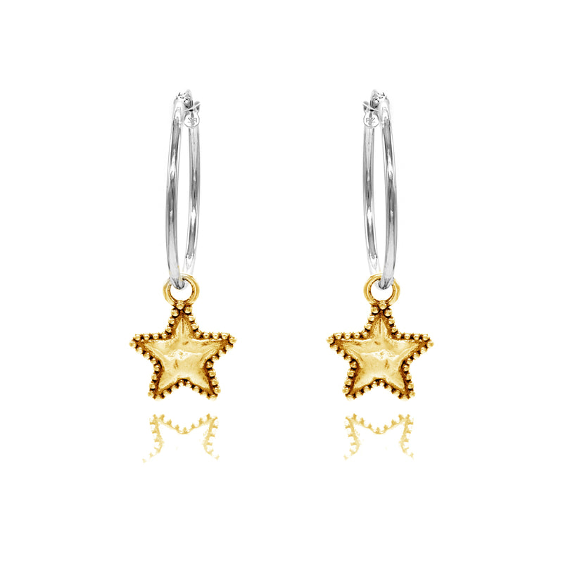 Star Charm Hoop Earrings ONE INCH