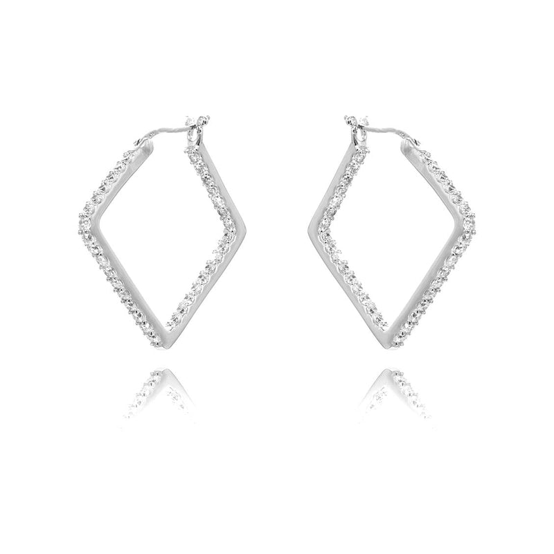 Hoop Earrings Geometric Inside Outside Gemstones