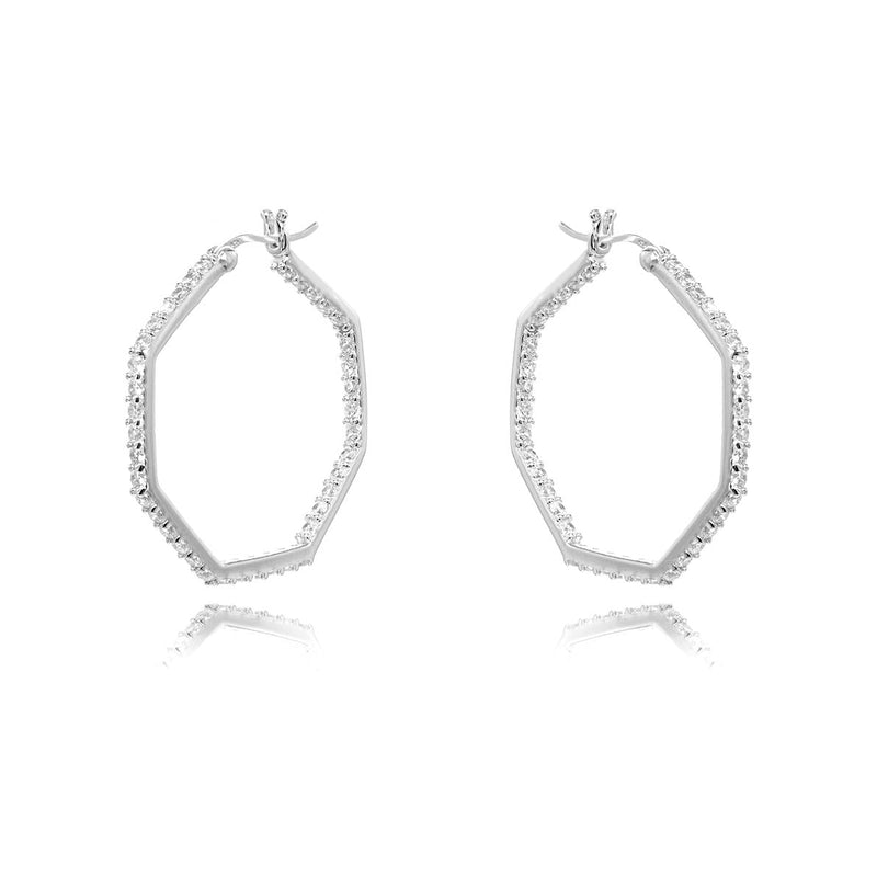 Hoop Earrings Geometric Inside Outside Gemstones